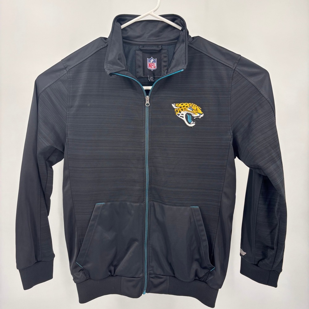 NFL Jacksonville Jaguars Track Jacket Mens Large Black Excellent Full Zip Fleece